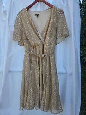 Gold Polka Dot Wrap Dress